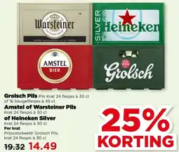 PLUS Grolsch Pils, Amstel of Warsteiner Pils of Heineken Silver aanbieding