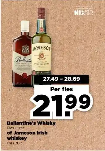 PLUS Ballantine's Whisky of Jameson Irish whiskey aanbieding