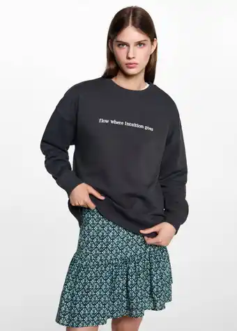 Wehkamp MANGO TEEN sweater met tekst antraciet aanbieding