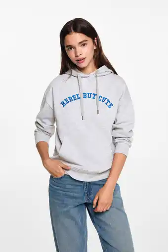 Wehkamp MANGO TEEN hoodie met tekst lichtgrijs melange aanbieding