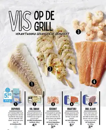 Albert Heijn AH Kabeljauwfilet, AH BBQ Garnalenspies Knoflook, AH Rode Argentijnse Garnalen, AH Zalm Staartstuk Of AH Tonijnsteak aanbieding