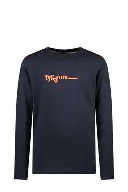 Wehkamp TYGO & vito longsleeve Mees met tekst donkerblauw aanbieding