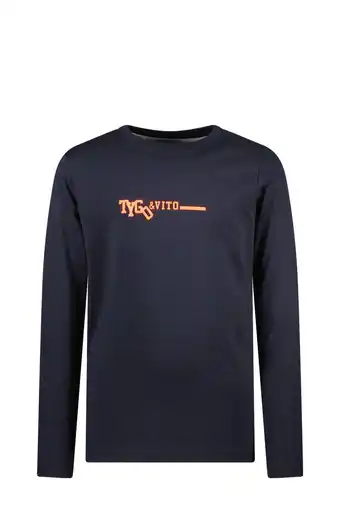 Wehkamp TYGO & vito longsleeve Mees met tekst donkerblauw aanbieding