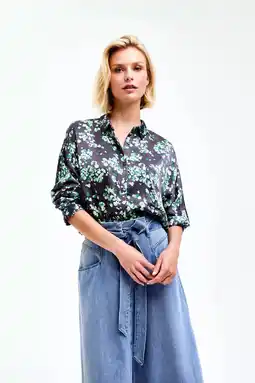 Wehkamp CKS blouse WAZNA met all over print grijs/ groen/ blauw aanbieding