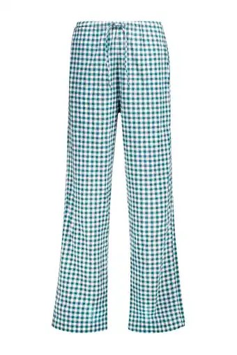 Wehkamp America Today pyjamabroek Loyce donkergroen/wit aanbieding