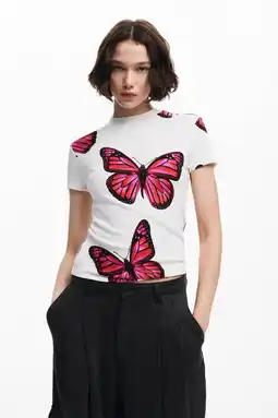 Wehkamp Desigual T-shirt met dierenprint wit/ roze aanbieding