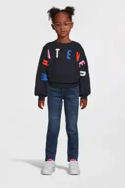 Wehkamp NAME IT KIDS sweater NKFPLILJE met tekst donkerblauw aanbieding