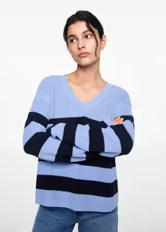 Wehkamp MANGO TEEN gestreepte trui middenblauw/donkerblauw aanbieding