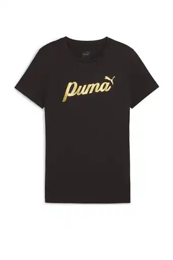 Wehkamp Puma T-shirt Ess+ met logo zwart/goudkleurig aanbieding