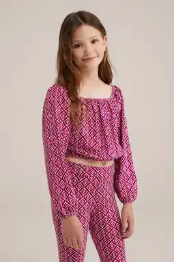 Wehkamp WE Fashion top met all over print roze/donkerroze/wit aanbieding