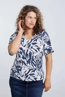 Wehkamp Paprika top met all over print blauw/wit aanbieding