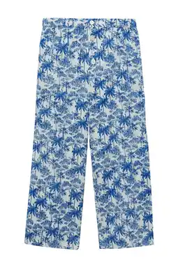 Wehkamp Mango Kids broek met all over print middenblauw aanbieding