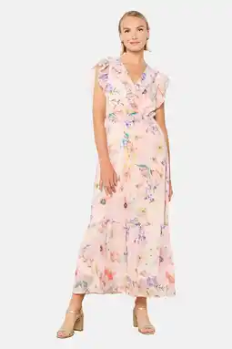 Wehkamp LOLALIZA gebloemde maxi jurk nude pink aanbieding