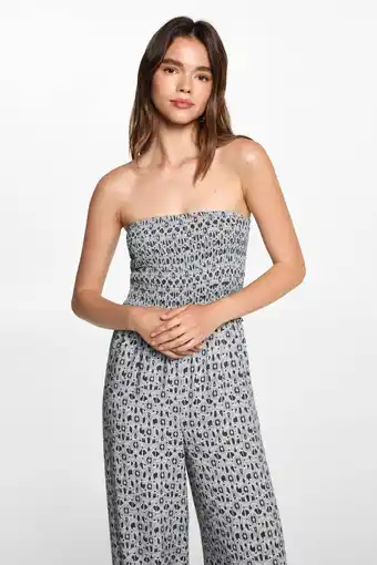 Wehkamp MANGO TEEN jumpsuit met all over print beige/grijs aanbieding