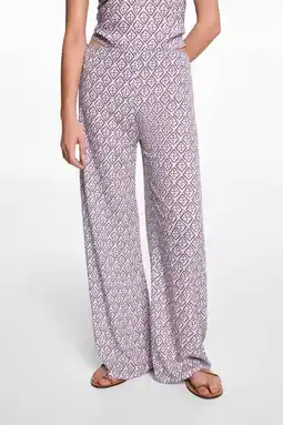 Wehkamp MANGO TEEN broek met all over print lila/wit aanbieding