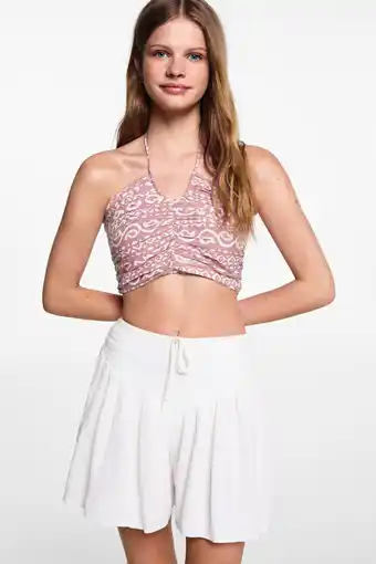 Wehkamp MANGO TEEN crop top met all over print pastelroze aanbieding