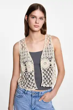 Wehkamp MANGO TEEN gehaakt gilet beige aanbieding