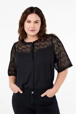 Wehkamp Zizzi blouse met kant zwart aanbieding