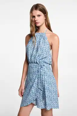 Wehkamp MANGO TEEN jurk met all over print blauw/wit aanbieding