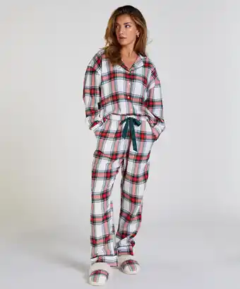 Hunkemoller Hunkemöller Petite pyjamabroek Flanel Wit aanbieding