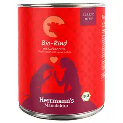 Zooplus 12x800g Herrmann's Menu Bio rund met bio zoete aardappelen aanbieding