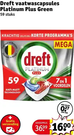 Kruidvat Dreft vaatwascapsules Platinum Plus Green aanbieding