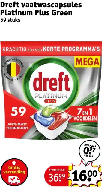 Kruidvat Dreft vaatwascapsules Platinum Plus Green aanbieding