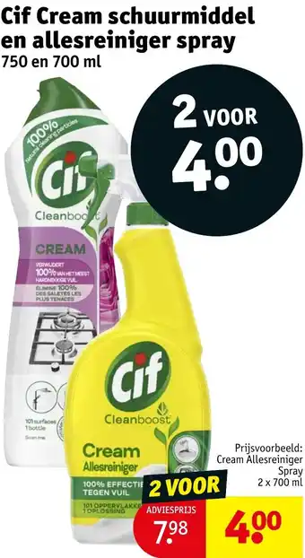 Kruidvat Cif Cream schuurmiddel en allesreiniger spray aanbieding