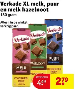 Kruidvat Verkade XL melk, puur en melk hazelnoot aanbieding