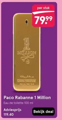 Etos Paco Rabanne 1 Million Eau de toilette 100 ml aanbieding