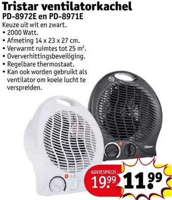 Kruidvat Tristar ventilatorkachel PD-8972E en PD-8971E aanbieding