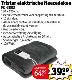 Kruidvat Tristar elektrische fleecedeken PD-3809 aanbieding