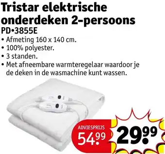 Kruidvat Tristar elektrische onderdeken 2-persoons PD-3855E aanbieding