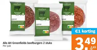 Albert Heijn Alle AH Greenfields beefburgers aanbieding