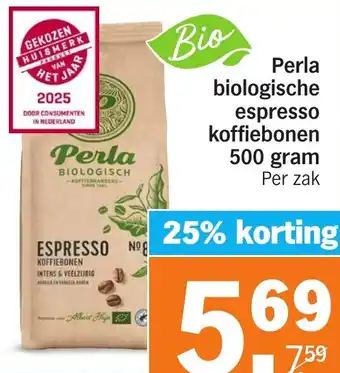 Albert Heijn Perla biologische espresso koffiebonen aanbieding