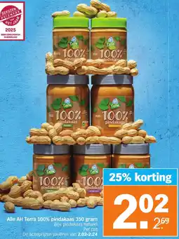 Albert Heijn Alle AH Terra 100% pindakaas aanbieding