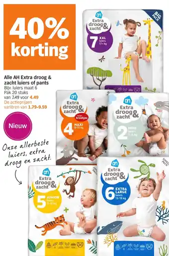 Albert Heijn Alle AH Extra droog & zacht luiers of pants aanbieding