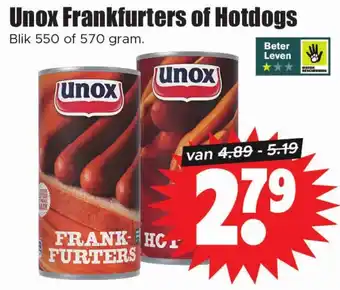 Dirk Unox Frankfurters of Hotdogs aanbieding