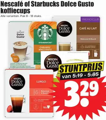 Dirk Nescafé of Starbucks Dolce Gusto koffiecups aanbieding