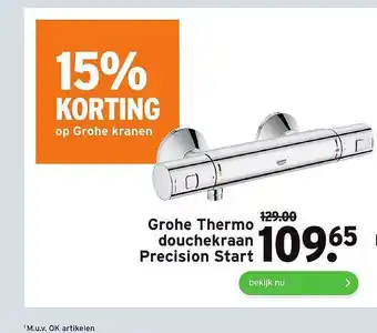 GAMMA Grohe Thermo Douchekraan Precision Start 15% Korting aanbieding