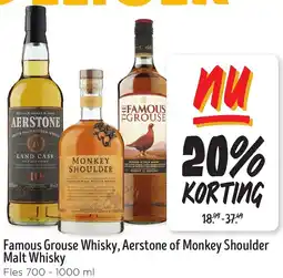 Jumbo Famous Grouse Whisky, Aerstone of Monkey Shoulder Malt Whisky aanbieding