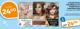 Trekpleister L'Oréal Paris Excellence en Préférence haarkleuring aanbieding