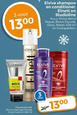 Trekpleister Elvive shampoo en conditioner, Elnett en Studioline aanbieding