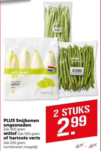 Coop PLUS Snijbonen ongesneden Zak 400 gram witlof of haricots verts aanbieding