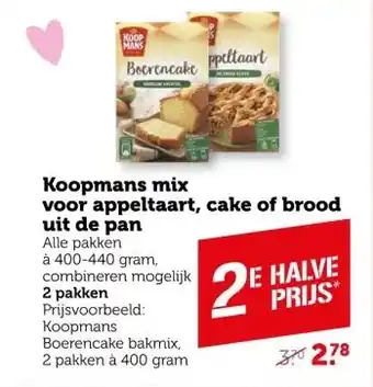 Coop Koopmans mix voor appeltaart, cake of brood uit de pan aanbieding