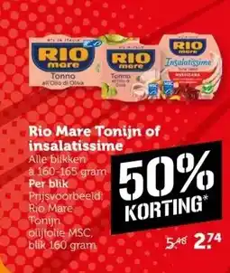 Coop Rio Mare Tonijn of insalatissime aanbieding