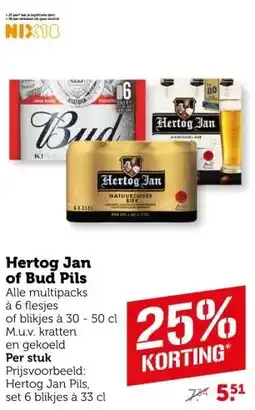 Coop Hertog Jan of Bud Pils aanbieding