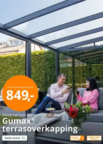 Tuinmaximaal Gumax terrasoverkapping aanbieding