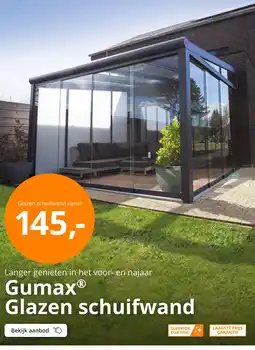 Tuinmaximaal Gumax® Glazen schuifwand aanbieding