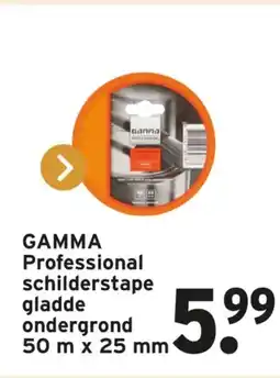 GAMMA GAMMA Professional schilderstape gladde ondergrond 50 m x 25 mm aanbieding